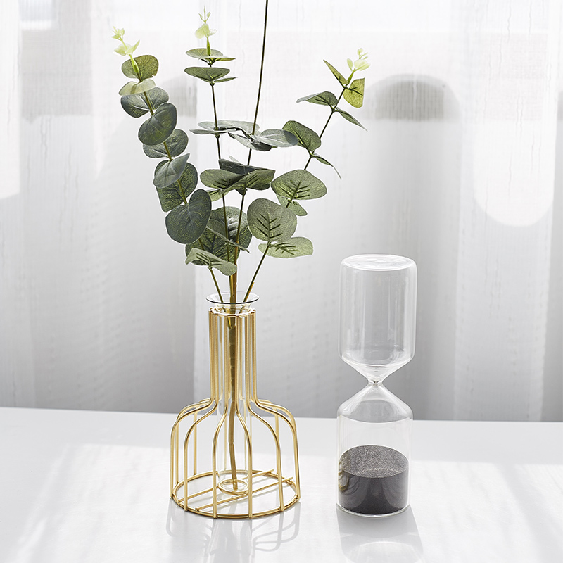 Nordic ins golden small vase light luxury dried flower decoration living room dining table modern minimalist glass coffee table decoration