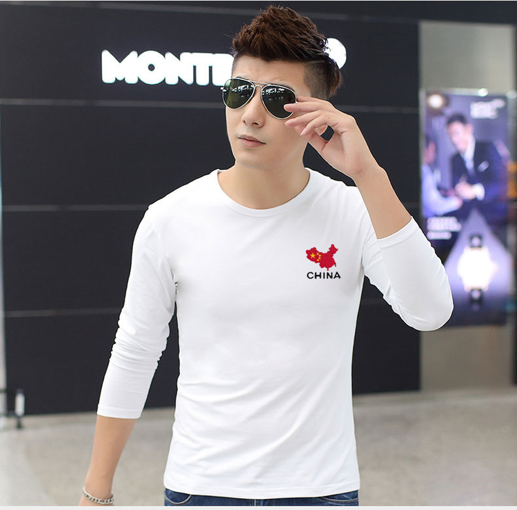 Thêu wolf head mùa thu đồng phục nam dài tay t-shirt đen vòng cổ cờ quân đội fan quần áo lực lượng đặc biệt t-shirt