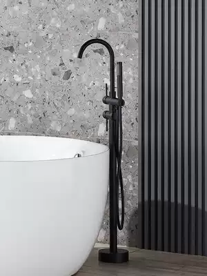 Yicai lotus modern simple black floor-to-ceiling bathtub faucet wall water inlet all copper hot and cold shower gold