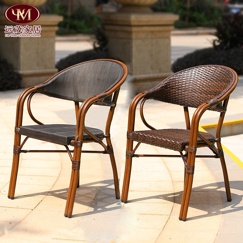 Outdoor Chair Single Chair Casual Stool Outdoor Table And Chairs Iron Art Milk Tea Shop Catering Cafe With Back Chair Vine Chair Single