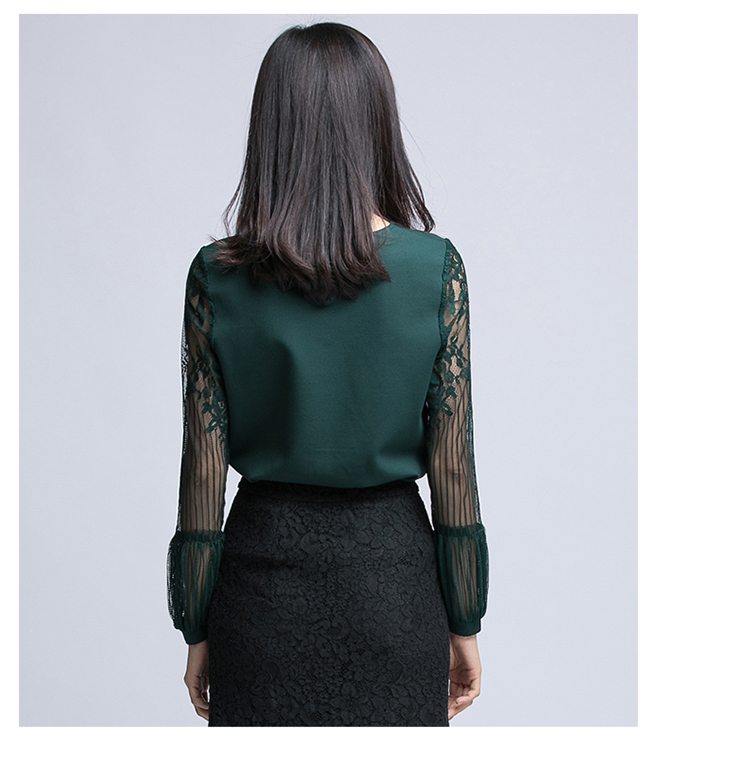 Cần bán / Áo nữ mùa thu mới phiên bản Hàn Quốc của áo sơ mi ren bán trong suốt cỡ lớn hoang dã cổ tròn tay dài voan nữ 11425 mẫu áo sơ mi nữ đẹp 2020