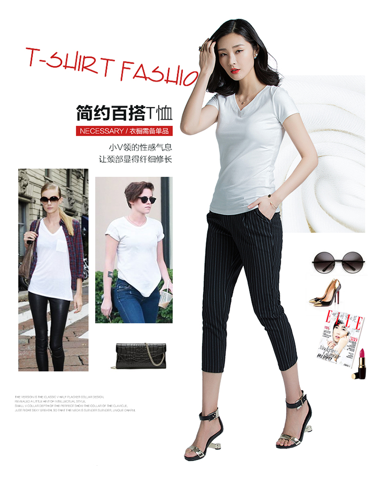 Cần bán / v cổ áo đơn giản body ngắn tay áo thun nữ size lớn cotton cotton nv nữ áo khoác ngắn nữ hè 12268 áo polo nữ