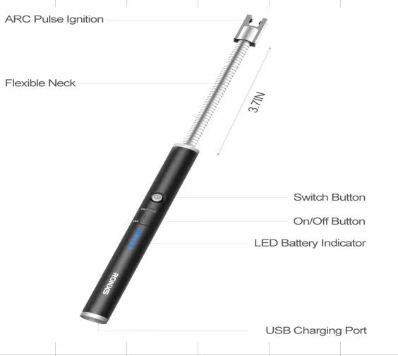 Electric Arc Lighter Rechargeable Candle Lighters pulse ignition gun