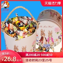 Shanghai specialty Guanshengyuan Big White Rabbit toffee box Iron box Candy Tanabata Valentines Day gift Candy souvenir