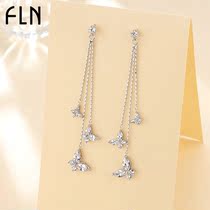 Butterfly earrings female sterling silver 2020 new fashion Korean temperament sweet tassel long fairy ear ornaments