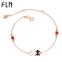 Jigsaw bracelet female sterling silver Korean version of simple ins niche design rose gold personality student girlfriends handwear bracelet