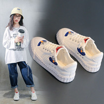  Childrens white shoes girls  shoes 2021 spring and autumn new low-top boys canvas white shoes medium and large childrens trendy shoes