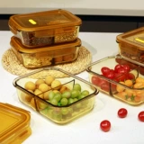Стеклянная ланч -коробка может быть в микроволновой печи, нагревание специальных офисных работников, упаковывающих крышку, Bento Bow
