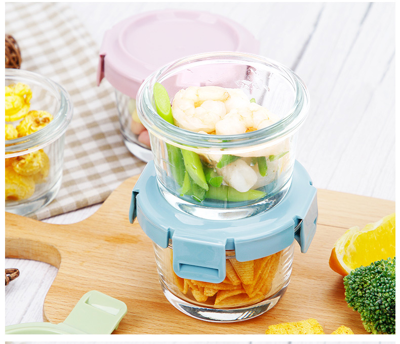 Baby's box portable infant children tableware glass can be cooking the receive storage bowl frozen cake square