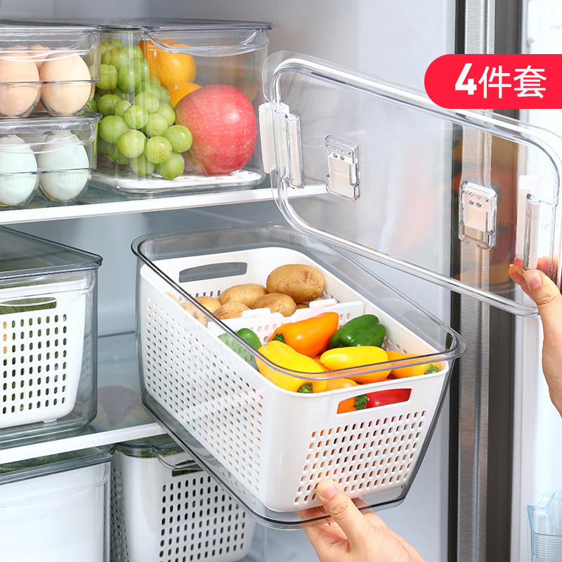 Japan Home Refrigerator Refreshing Box Containing Box God Instrumental Kitchen Eggs Fruit And Vegetable Food Grade Sealed Frozen Drain box