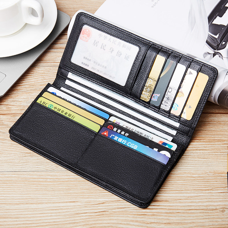 Wallet Men's Long Version Genuine Leather Laced Money Clip New Cow Leather Youth Student Han Edition Soft Leather Clip Personality Tide