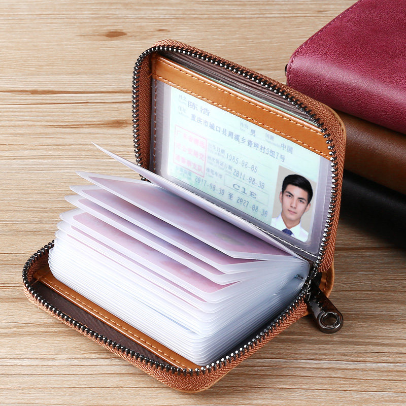 Lady Card lady genuine leather 2019 new multi-position anti-degaussing small card bag ultra-thin large-capacity sleeve lady