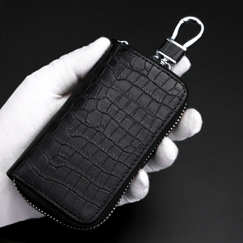 Yigu-Bio crocodile pattern key bag male and female domestic real cow leather car buckle multifunctional waist hanging large capacity