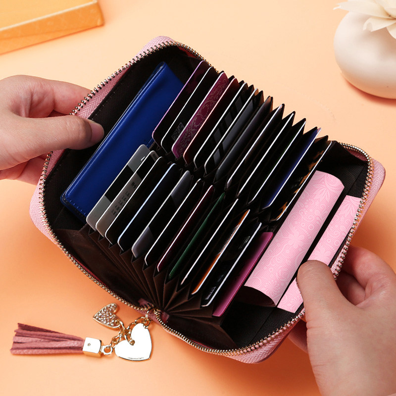Card Bag Women Style Multi-Position Large Capacity Genuine Leather Card Holder Zipper Driving License Credit Card Sleeve Multifunction Integrated Wallet-Taobao