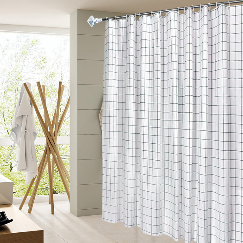 Bathroom Partition Shower Curtain Set, No-Drill Waterproof Shower Room Bathroom Door Water-Blocking Curtain, Thickened Fabric