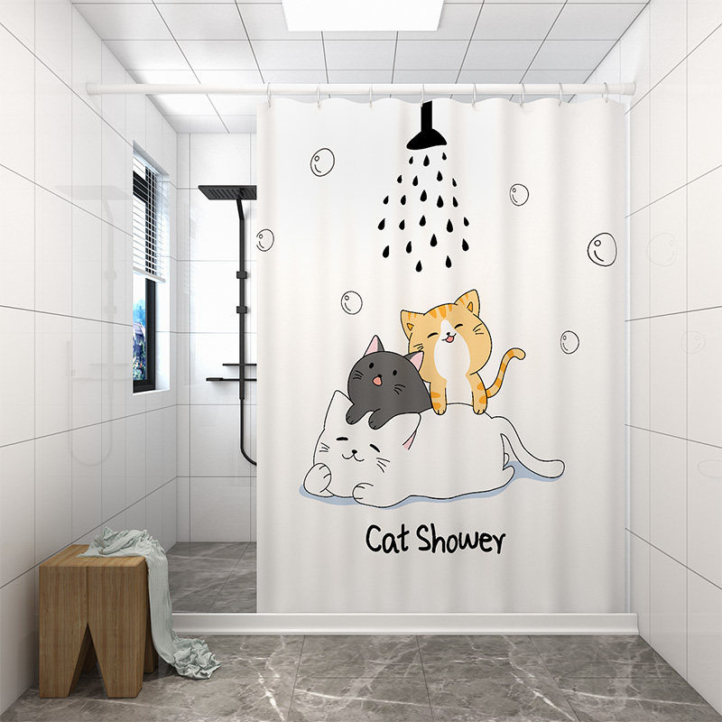Bathroom Shower Curtain Set, Thickened Waterproof Fabric, No-Drill Magnetic Bathroom Curtain, Door Curtain, Partition Curtain