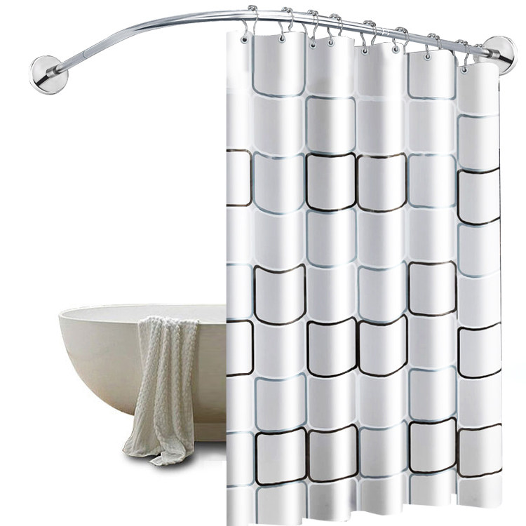 Curved Shower Curtain Rod Set for Bathroom, No-Drill Telescopic Rod, Bathroom Corner Fan-Shaped Shower Curtain Rod, L-Shaped Shower Curtain