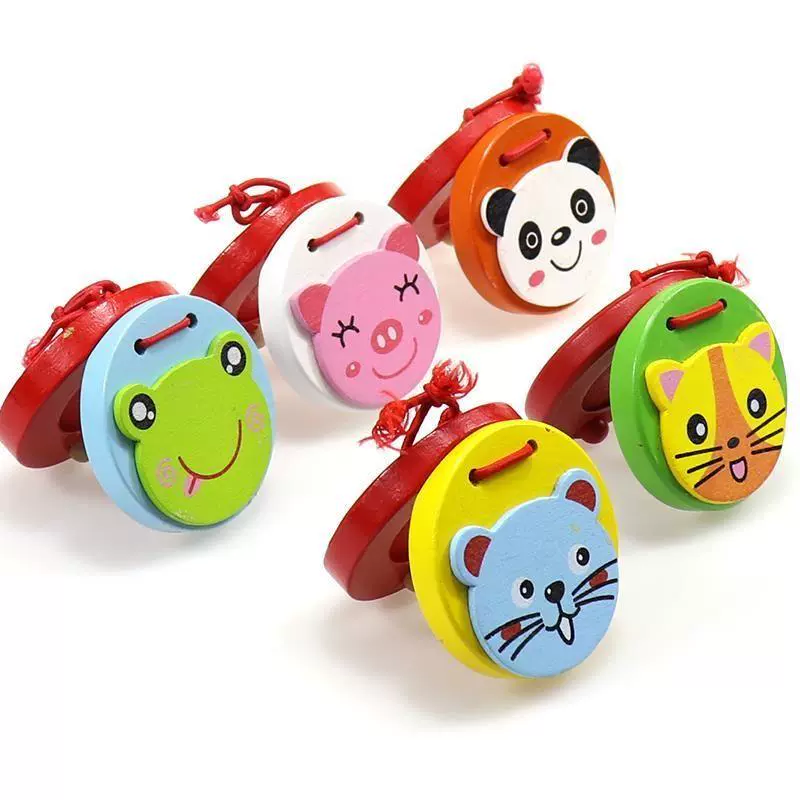 Phim hoạt hình bằng gỗ allegro mẫu giáo castanets trẻ em nhạc cụ gõ da da bảng nhảy đồ chơi món quà nhỏ cho trẻ em - Nhạc cụ dân tộc