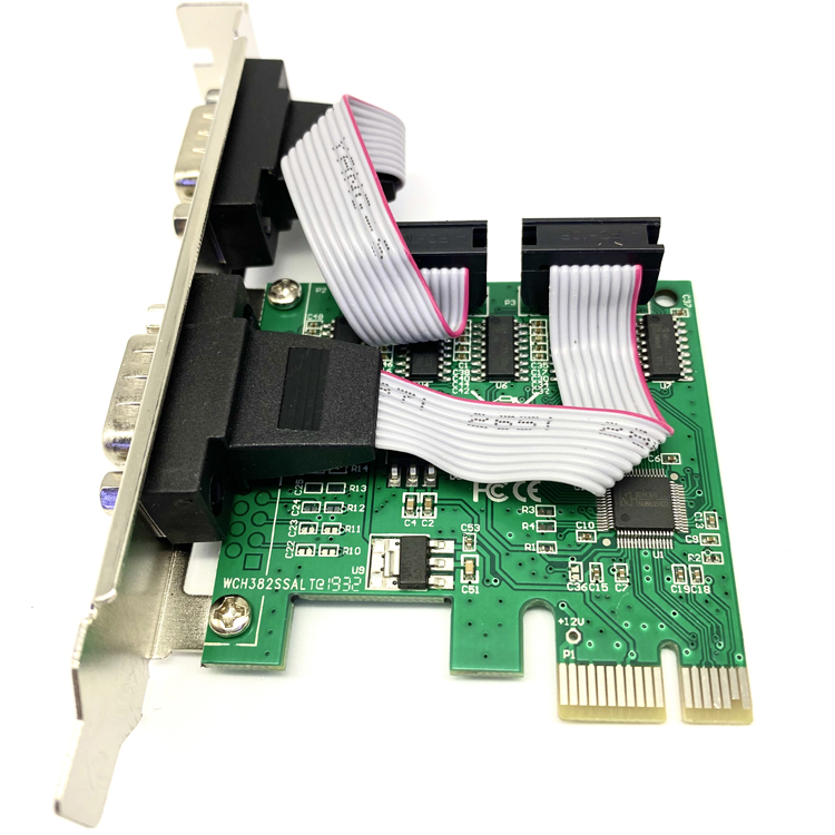 PCI-E serial port card Computer desktop com port Pcie to RS232 interface dual serial port expansion card small main case