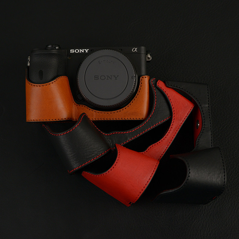 Italian cowhide Sony A6600 leather case camera bag leather protective case portable base half set accessories