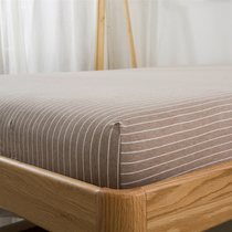 Pure cotton Tianzhu cotton bed sheets fitted sheets knitted cotton single piece simple striped anti-slip protective cover pure cotton convenient for sleeping naked
