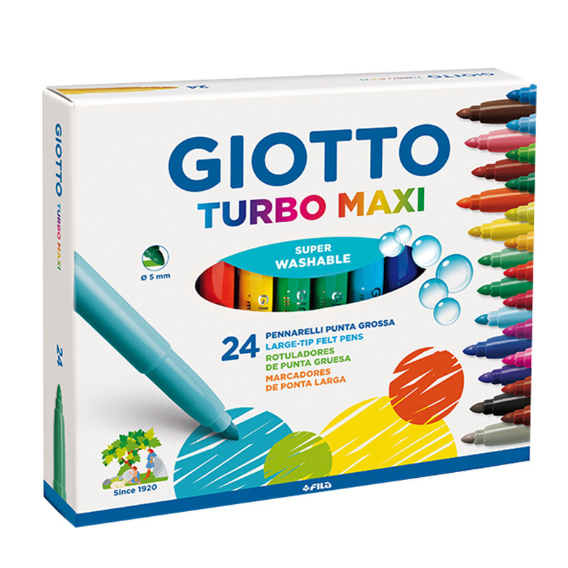 Italy imported GIOTTO24 color thick head watercolor pen 12 color baby color pen set washable brush brush