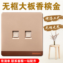 New home wall switch socket type 86 concealed panel large champagne gold two-digit double telephone panel