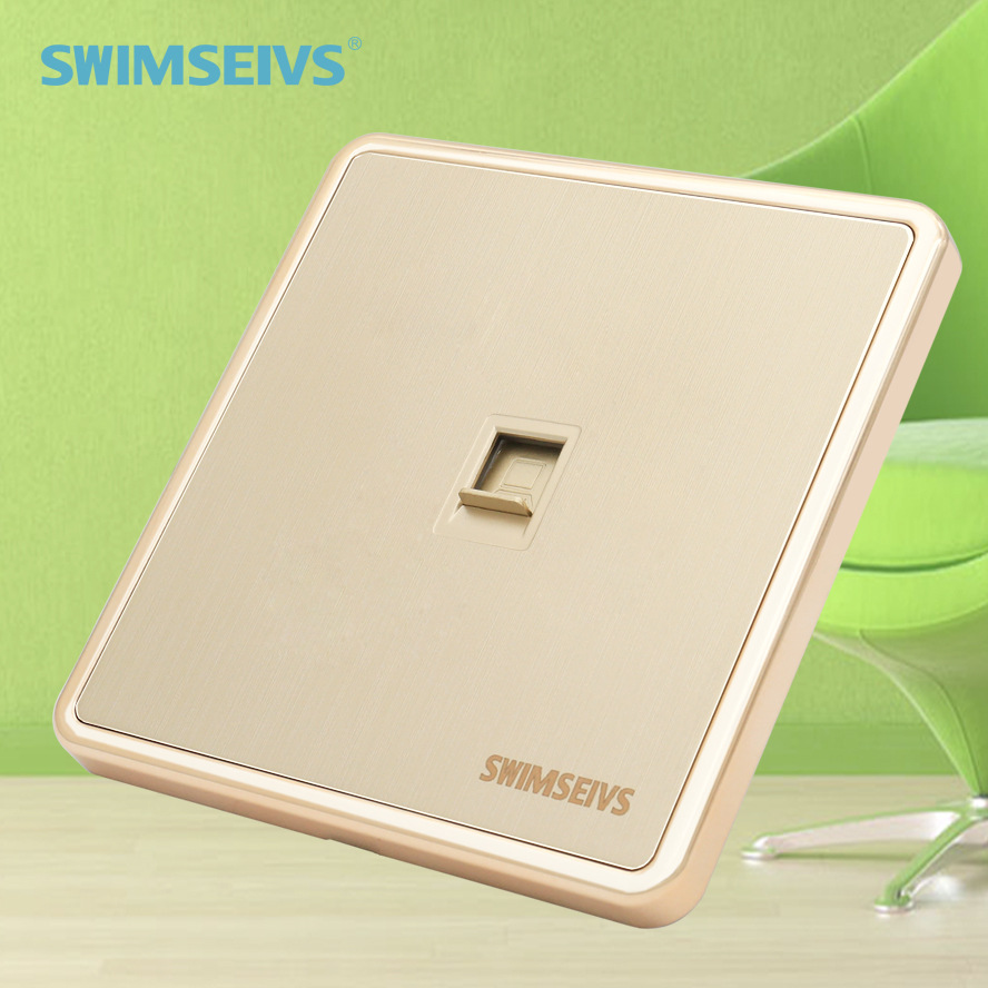 Type 86 WALL SWITCH SOCKET GOLDEN WIRE DRAWING INTERNET LINE BROADBAND FIBER OPTIC INTERFACE A COMPUTER SOCKET PANEL