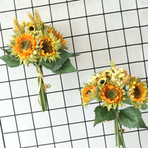 Simulation Sunflower Bouquet Living-room Table Tea Table Tea Table Bedroom Decorative Pendulum Pieces Sun Flower Fake Flower Photography Props Furnishing