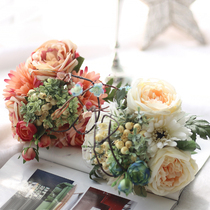 Rose grooming flower emulation floral bouquet Flowers Bouquet Fake flowers Wedding Flowers Wedding decorations floral shops Indoor living room Swaying Pieces