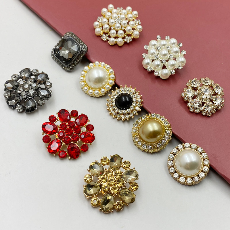 Pearl Trim Button with Pearl Decoration Buttons 100 hitch lady metal inlaid drill trendy buttons Fur Coats Big Clothes