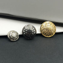 Button top female round Joker metal Hollow shirt button windbreaker sweater coat dress summer vintage