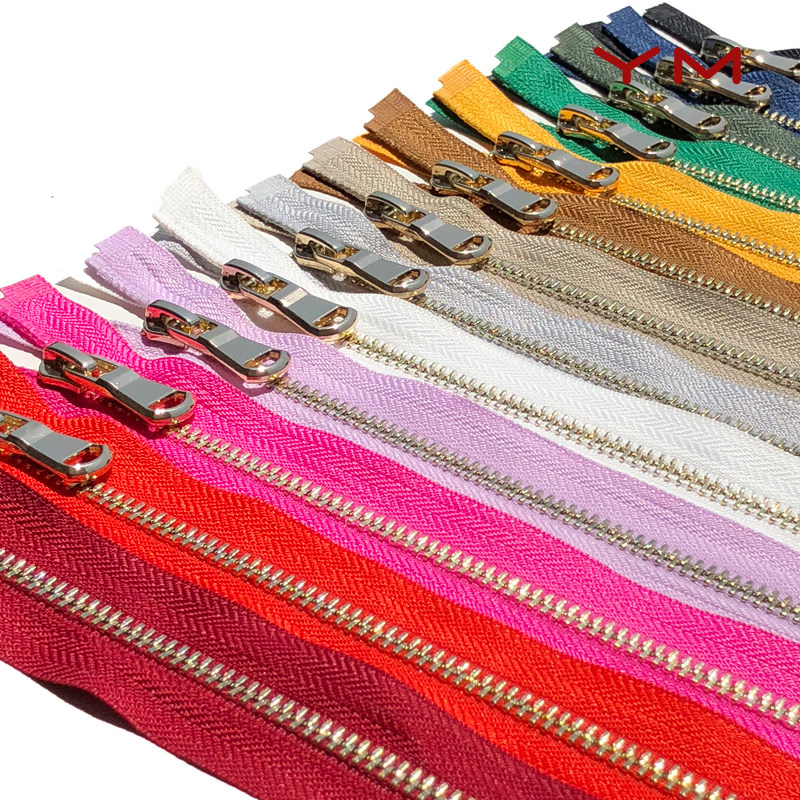 Sweater coat zipper opening No. 5 metal copper opening tail gold slider long version down jacket coat key lock zipper