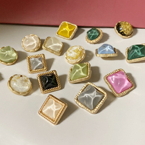 Button button round Joker square top female decoration metal small fragrant wind woolen coat dress coat