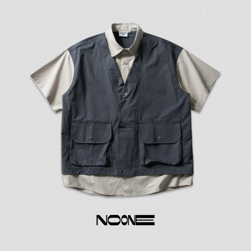 Noone | Unique Design Japanese-Style Color-Block Pocket Casual Retro Workwear Creative | Male Noone | Unique Design Japanese-Style Color-Block Pocket Casual Retro Workwear Creative | Male