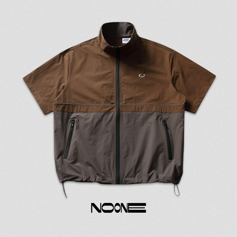 Noone |   Unique Design, American High Street Style, Color-Blocking Patchwork, Zipper Detail, Fun Short-Sleeve Top. |   Men's T-Shirt