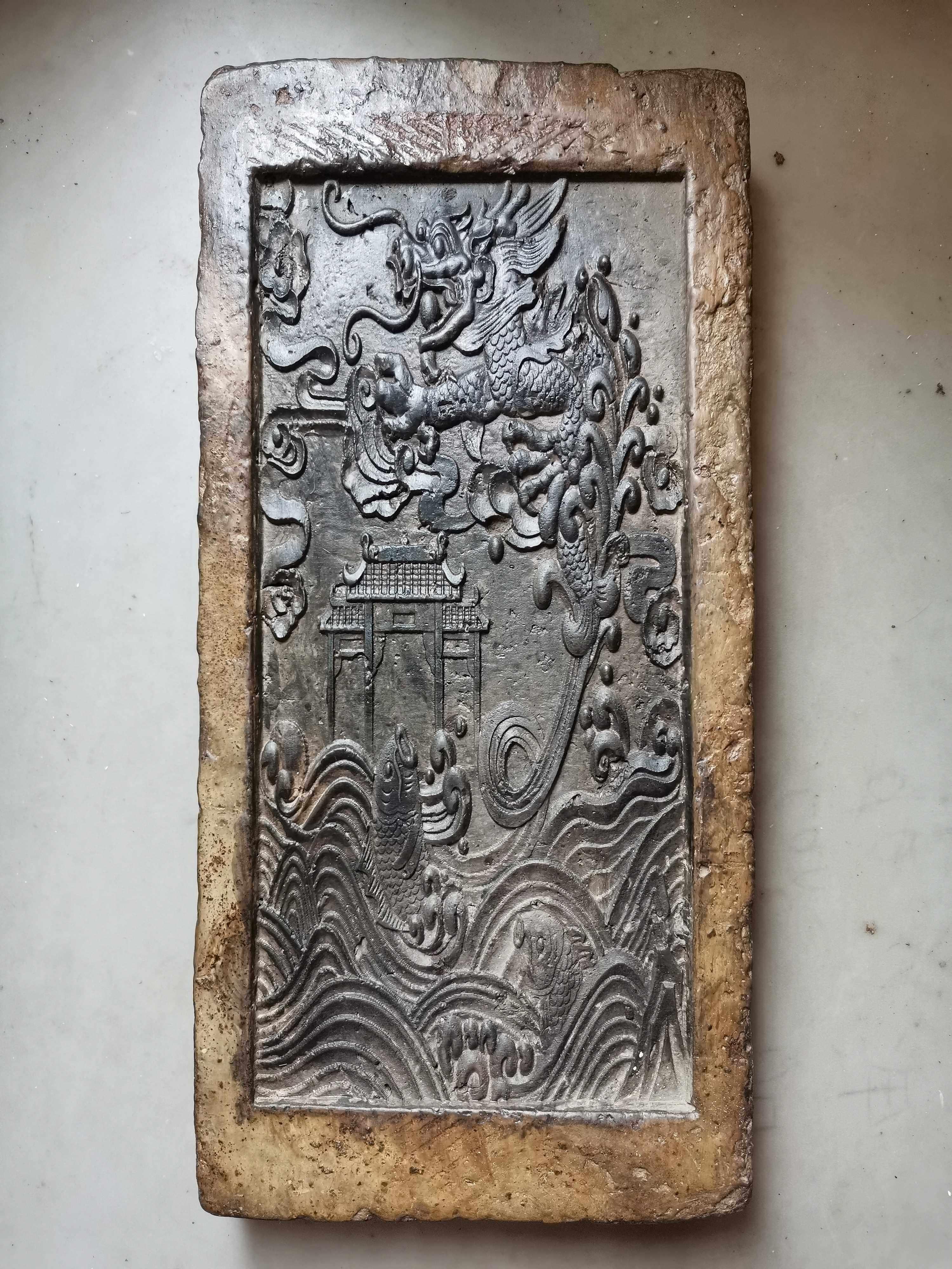 Han brick shop, Han brick tea table, ancient brick, pot bearing, dry bubble table, base, decoration, carp leaping over the dragon gate