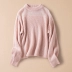 Oz Country Sweet Pale Pink Nhập khẩu Mohair Wool Blend Hollow Loose Round Cổ đan áo len mùa thu Áo len