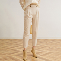 Ozhi country 21 winter woolen texture quality simple Haren pants 2 color commuter casual tapered pants nine SE