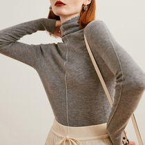 Ozhi country Wuji wind Quality Wool high collar knitwear women autumn and winter 6 color slim body build pile collar base shirt