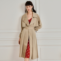 Aozhi country fall feeling windbreaker women 2021 autumn new long knee profile coat coat