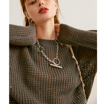 Aozhi Country (about 252 grams of quality cashmere) lazy wind hollow knit sweater women early autumn 2 color thin sweater