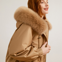 Ozhi country one dress and two wear ~ 21 winter fur one rabbit hair fox fur collar 3-color fur coat SE