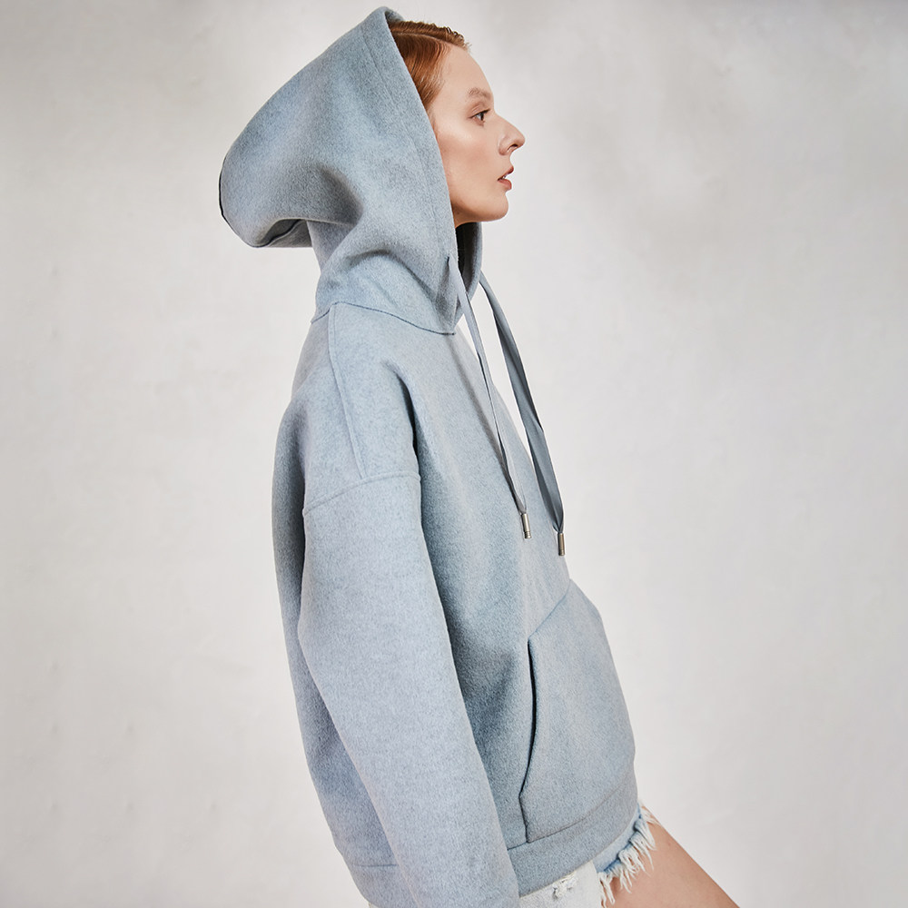 Ozhi Guoguo CHAO is good to wear thickened, even cap knitted sweatshirt female autumn winter 3 color sleeve head loose and conspiculy blouse