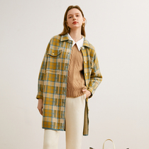 Ozhi country 21 winter imported wool simple French check 2 color shirt coat shirt shirt coat