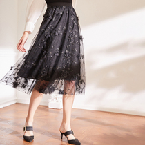 Clearance three-dimensional flower embroidery mesh skirt womens 2021 new 5-color fairy yarn skirt spring and summer skirt