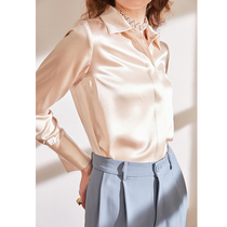Austrian Zhiguo imported triacetic acid satin white shirt womens new autumn professional high sense 7-color womens shirt