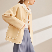 Ozhi (cow) double-sided wool cashmere jacket New loose JI Jane wind spring thin coat female Spring SD
