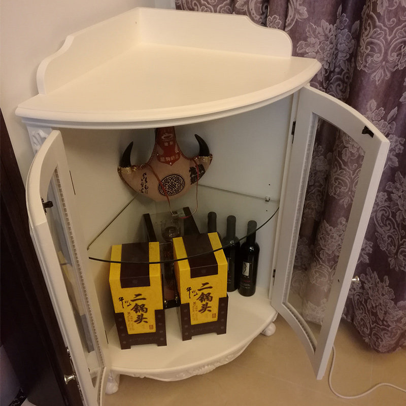 Купить Угловая тумба 美式实木角柜墙角柜 欧式客厅柜沙发转角酒柜 三角柜白色储物柜 Run yan furniture в