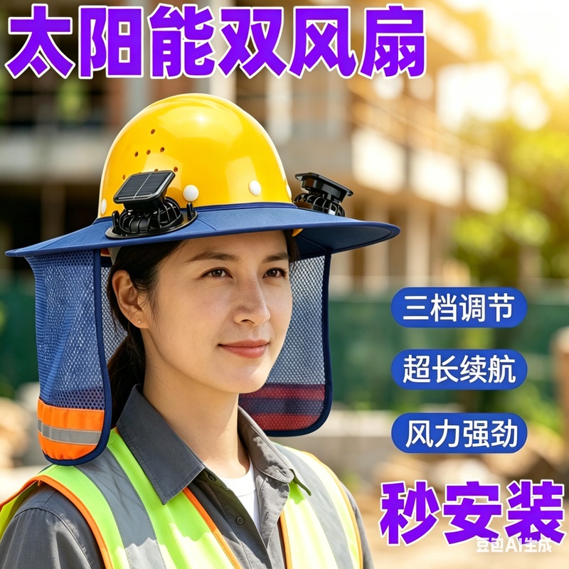 Solar Fan Safety Helmet, Sun Protection Hat, Anti-Uv Construction Site Breathable Sunshade Protective Hat, Sun Hat